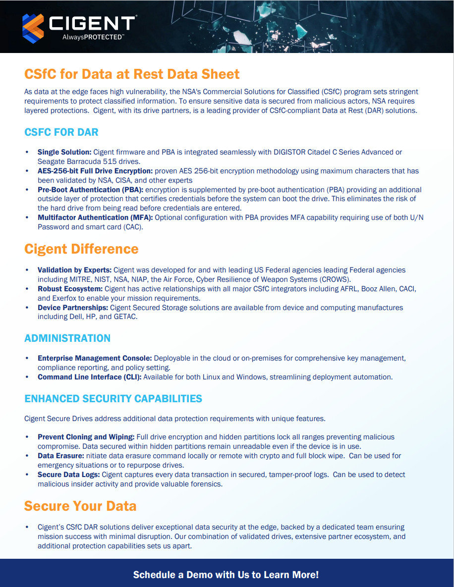 CSFC data sheet cover